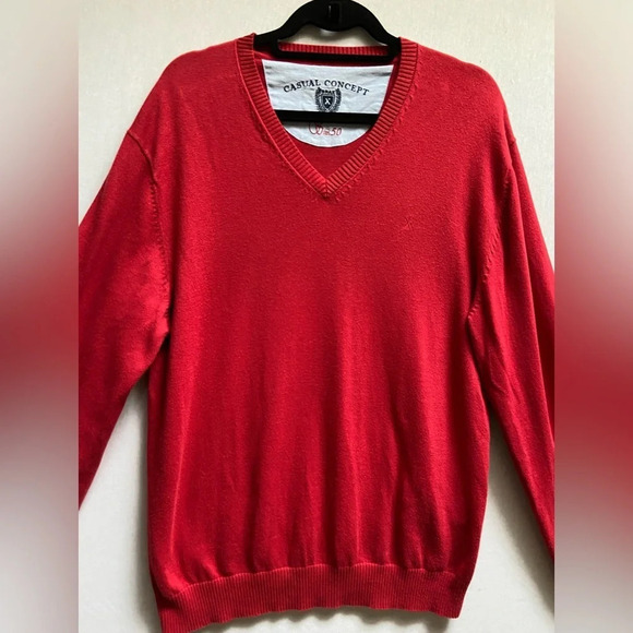 Brax Pima  cotton v neck red v neck sweater Sz M - Picture 3 of 12